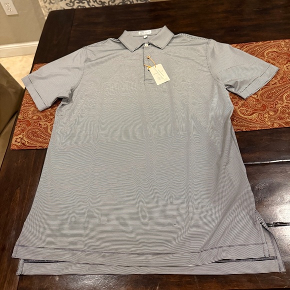Peter Millar Summer Comfort Men's Medium Black Striped Polo MSRP $115 - Picture 5 of 6